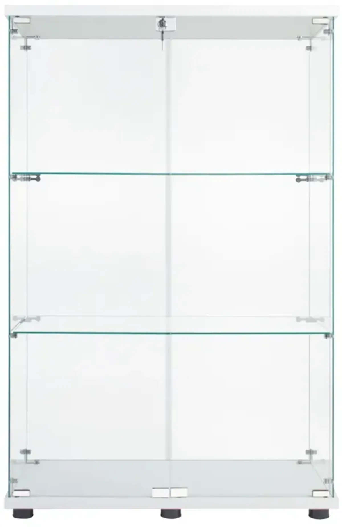 Two Door Glass Cabinet Glass Display Cabinet With 3 Shelves, White