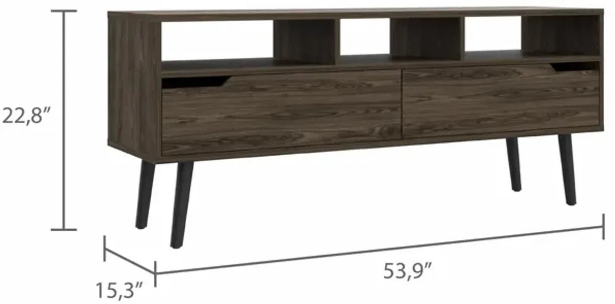 Hivvago 54" Dark Walnut Manufactured Wood Open Shelving TV Stand