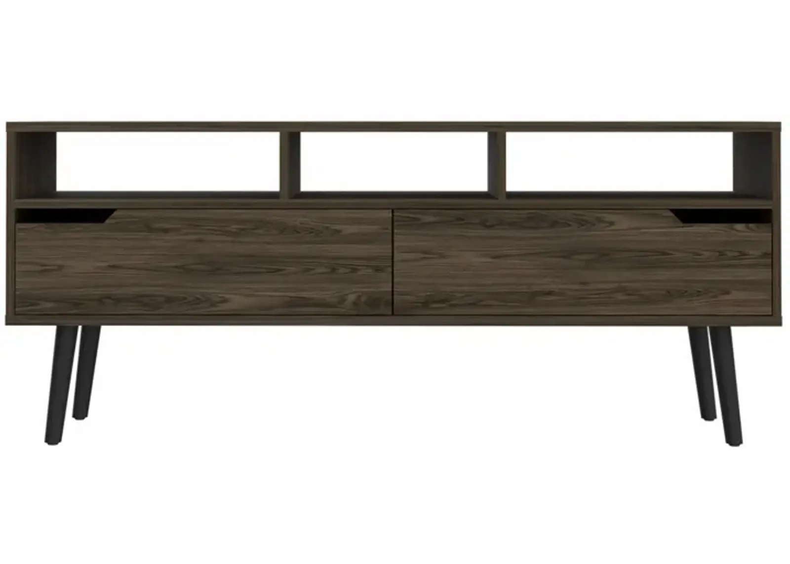 Homezia 54" Dark Walnut Manufactured Wood Open Shelving TV Stand