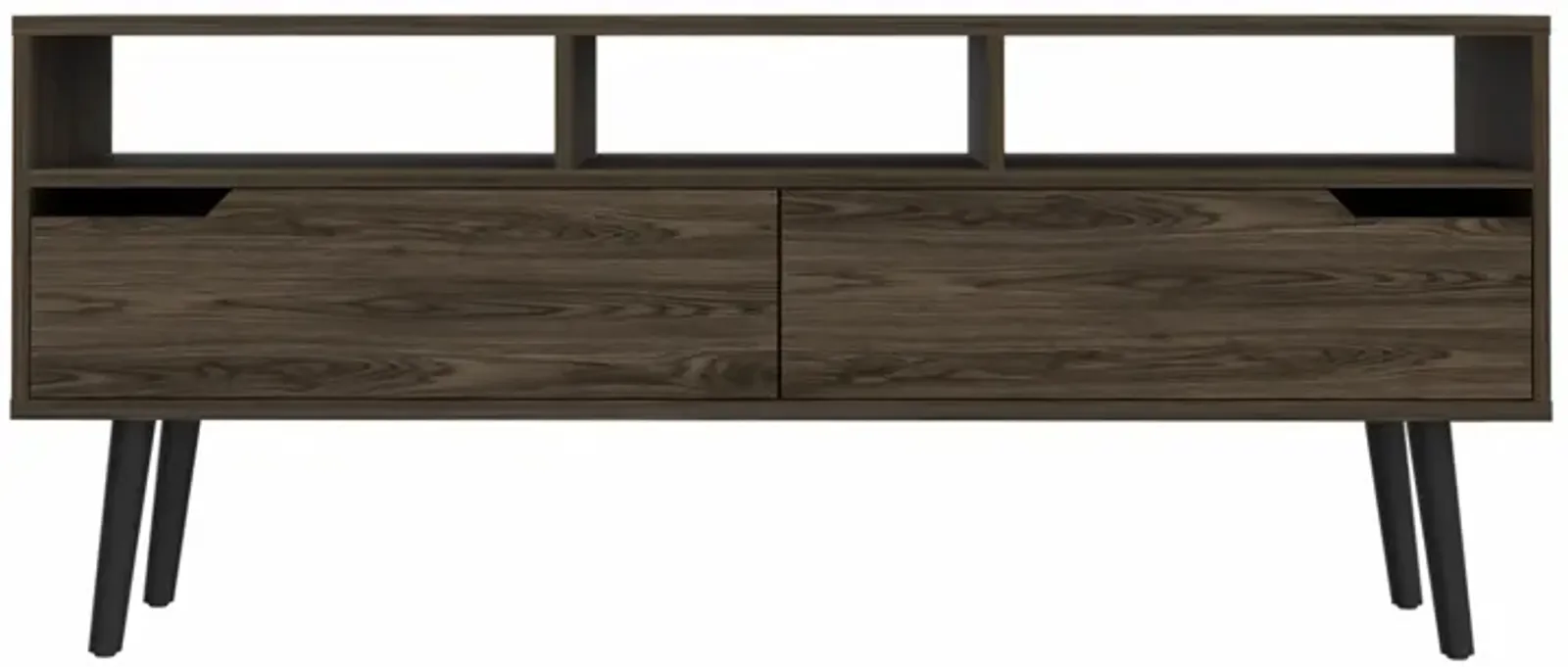 Hivvago 54" Dark Walnut Manufactured Wood Open Shelving TV Stand