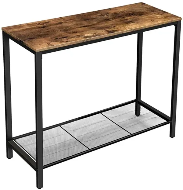 Hivvago Industrial Console Table with Shelf Rustic Brown