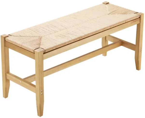 Wooden Rattan Bench for Hallway Entryway or Bedroom Accent and Seating