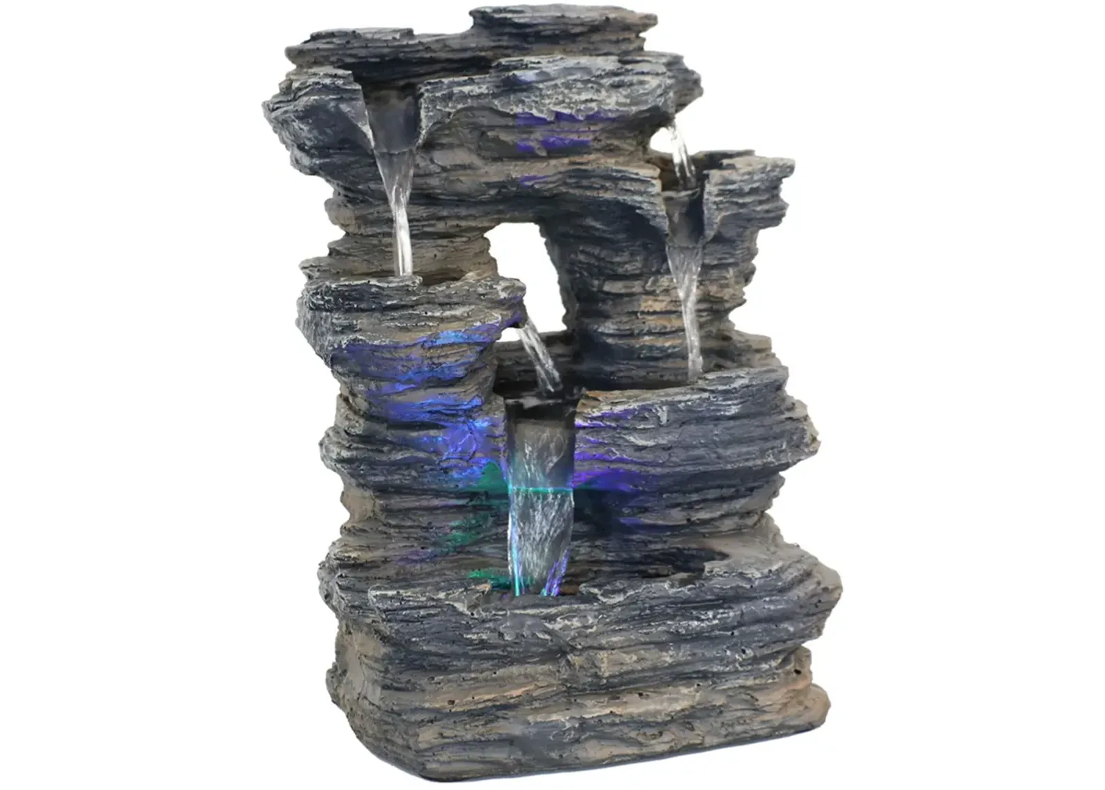 Sunnydaze Five Stream Polyresin Indoor Fountain with Color LEDs - 13.5 in