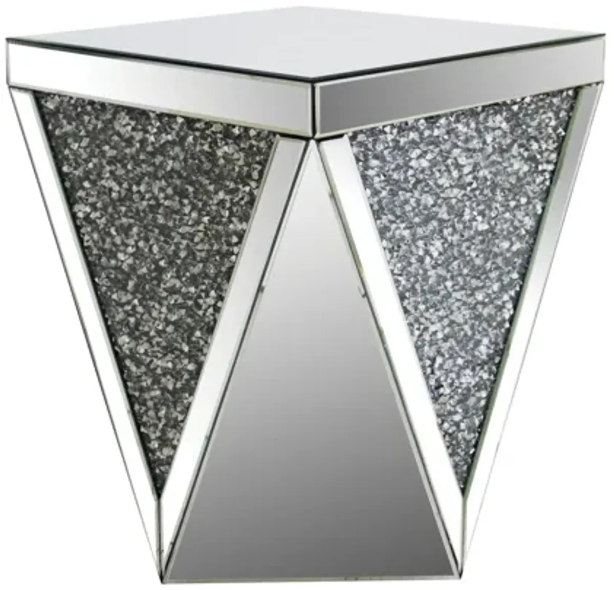 End Table with Square Mirrored Top, Clear-Benzara