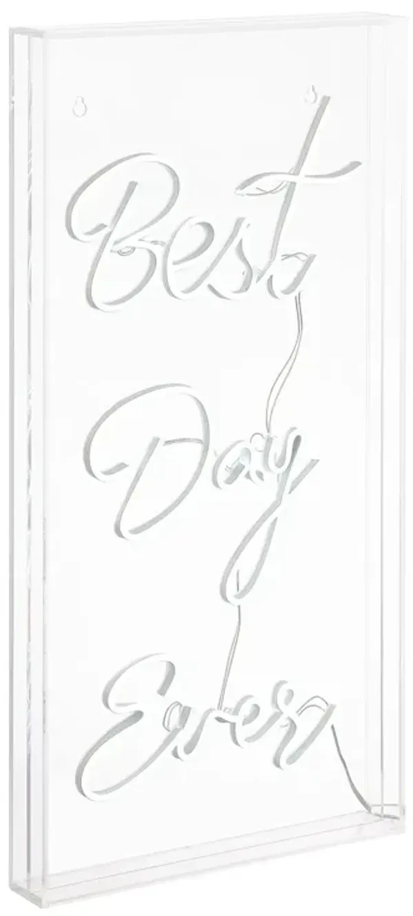 Best Day Ever 11.75" X 23.63" Contemporary Glam Acrylic Box USB Operated LED Neon Light