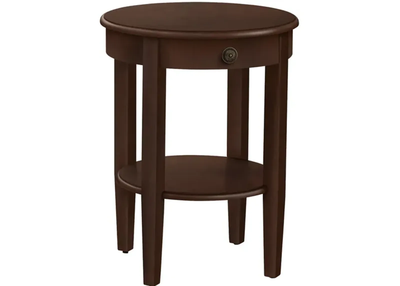 Monarch Specialties I 3975 - Accent Table, 2 Tier, Bedroom, End, Lamp, Nightstand, Round, Side Table, Brown Veneer, Traditional