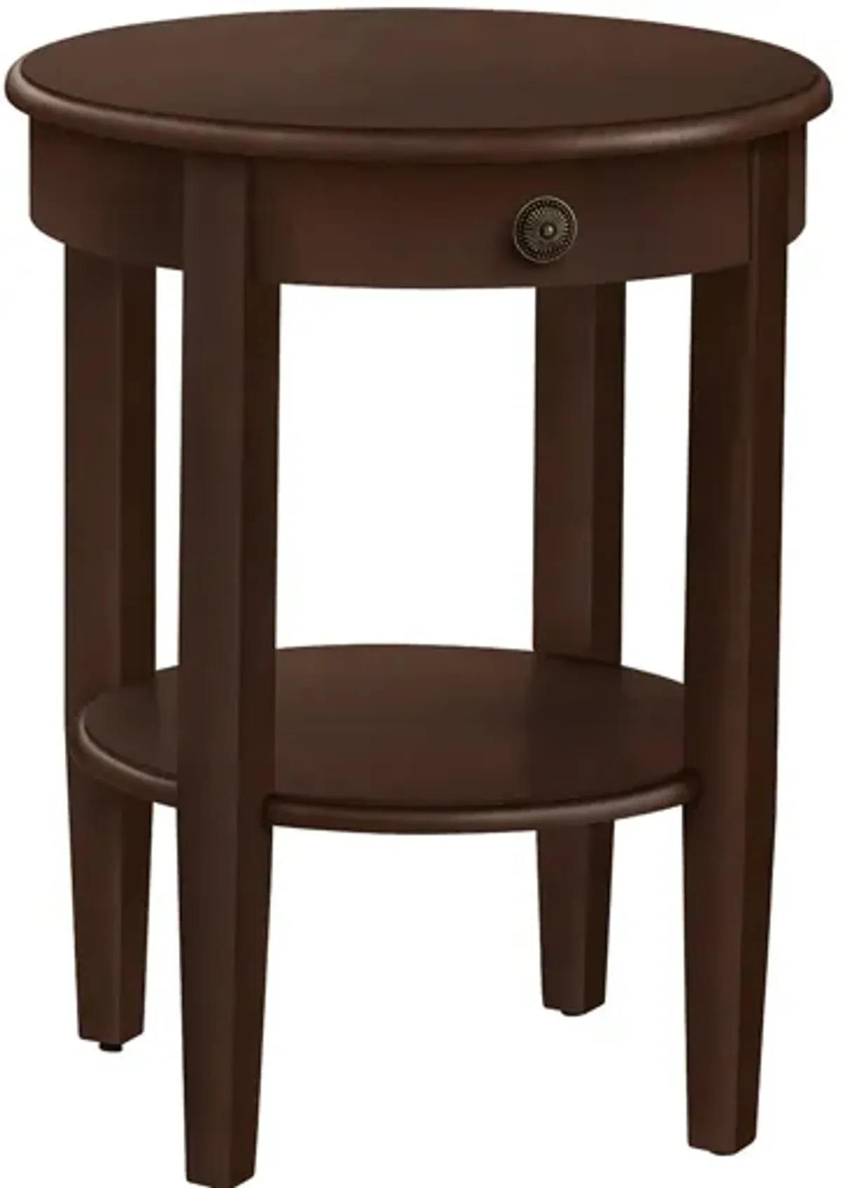 Monarch Specialties I 3975 - Accent Table, 2 Tier, Bedroom, End, Lamp, Nightstand, Round, Side Table, Brown Veneer, Traditional