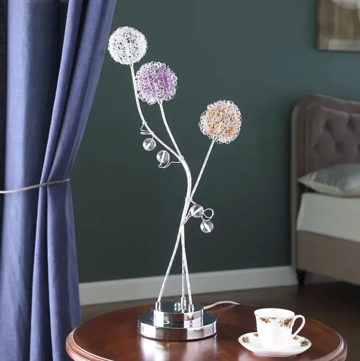 Hivvago 28" Clear Three Light Bedside Led Table Lamp