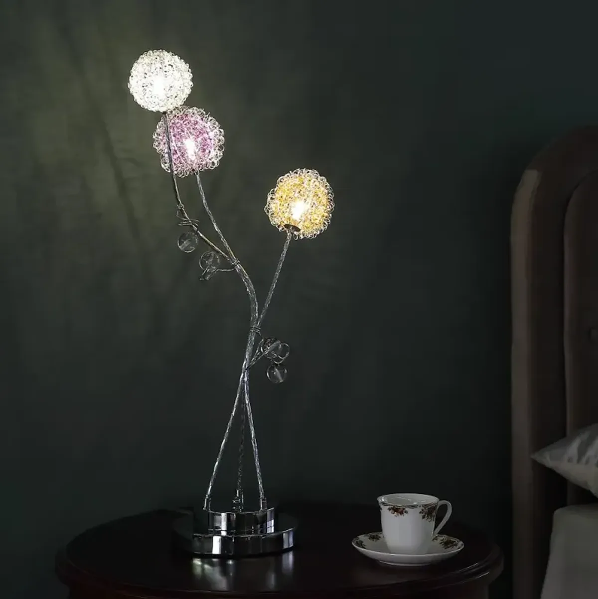 Hivvago 28" Clear Three Light Bedside Led Table Lamp