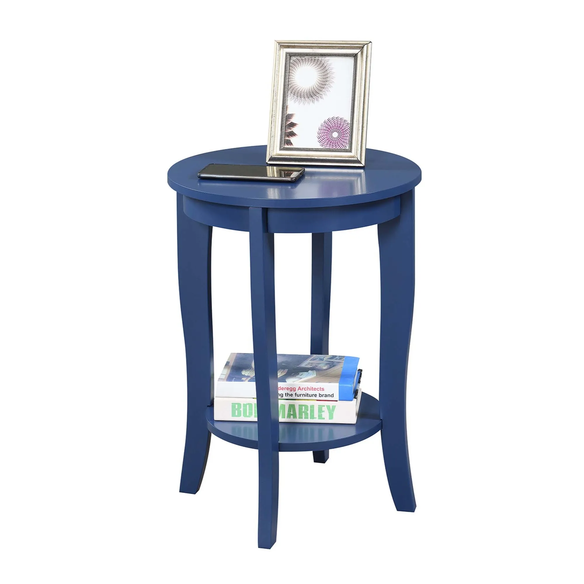 Convenience Concepts American Heritage Round End Table, Cobalt Blue