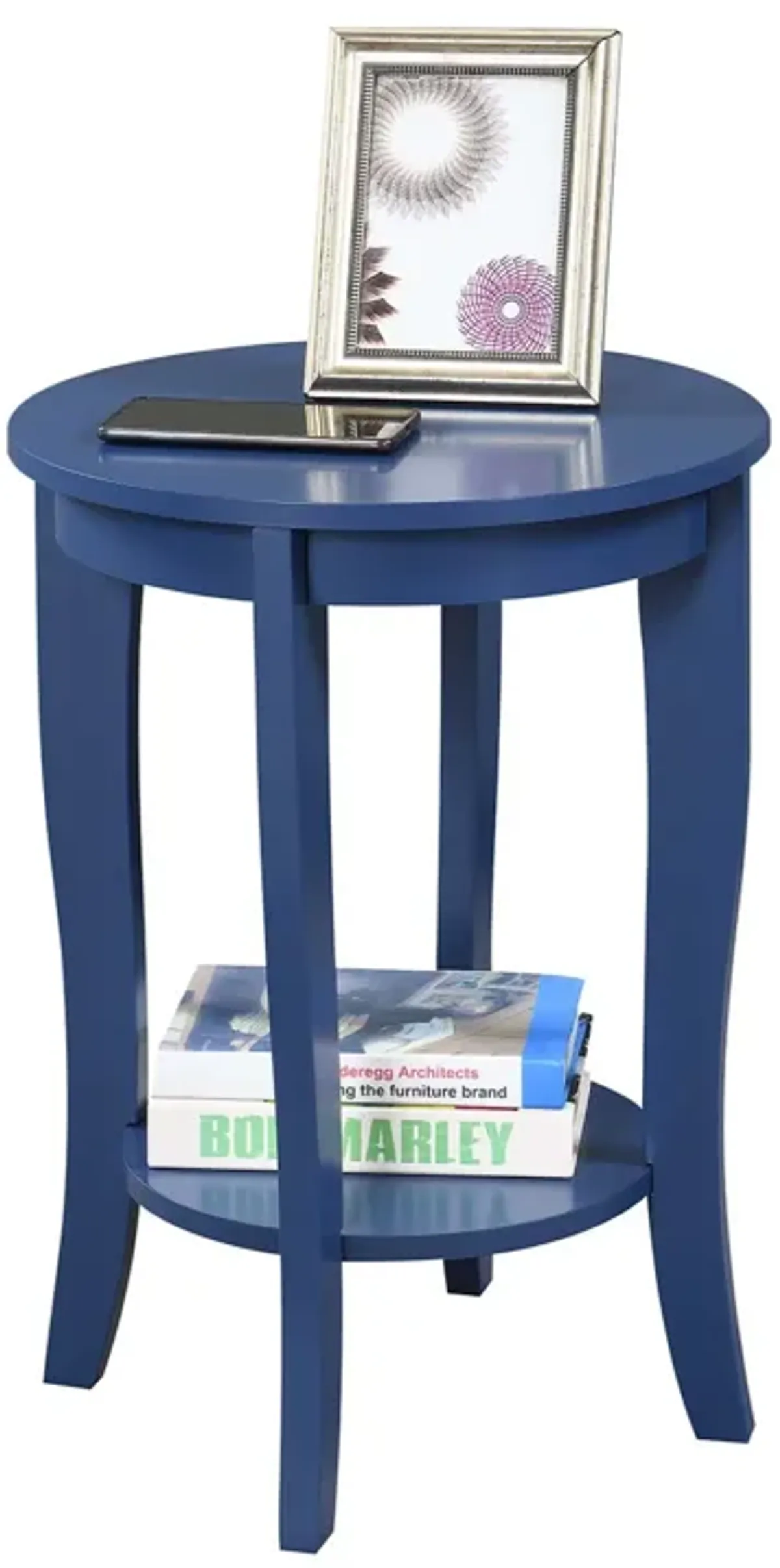 Convenience Concepts American Heritage Round End Table, Cobalt Blue