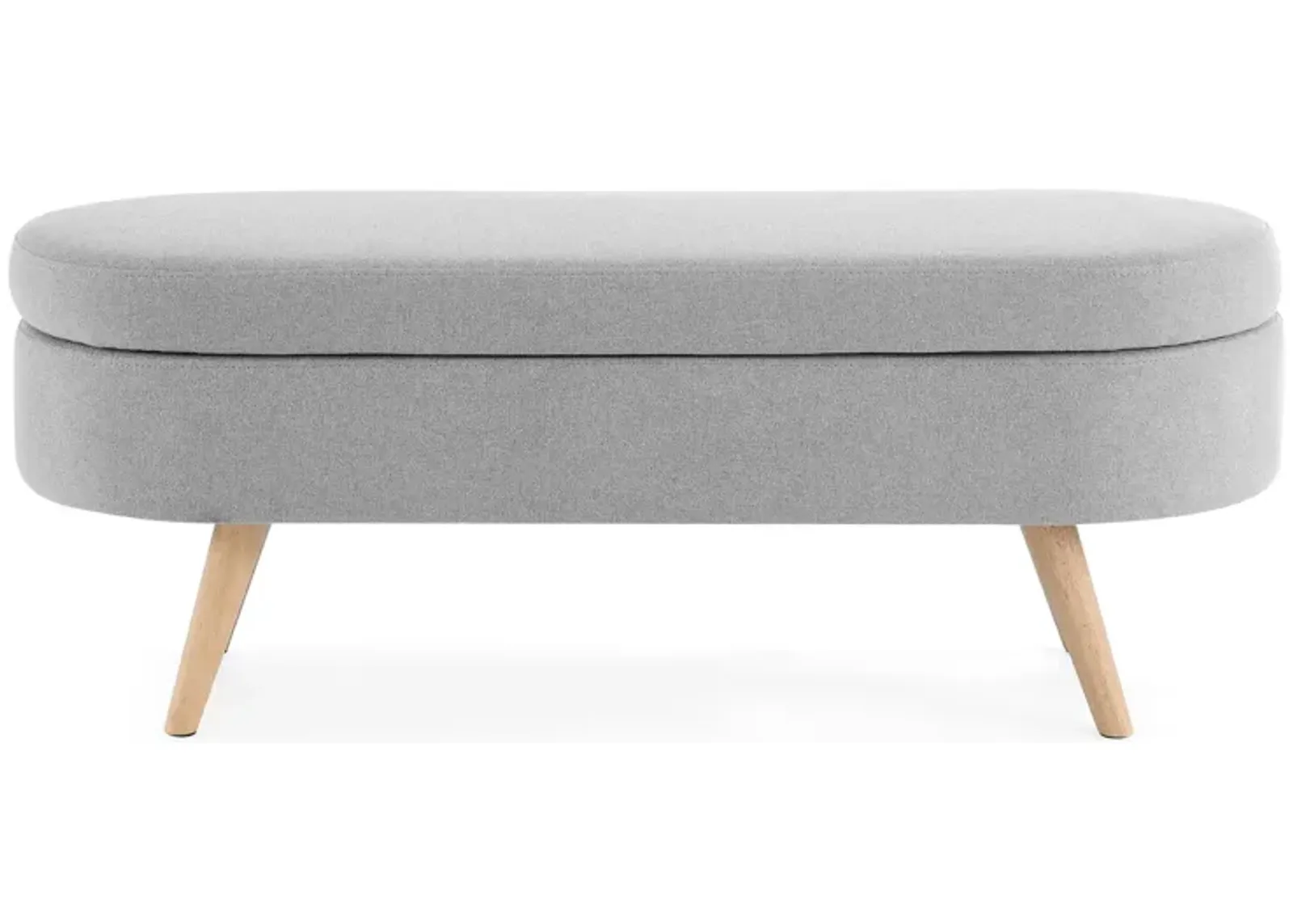 Ottoman Oval Storage Bench, Rubberwood Legs