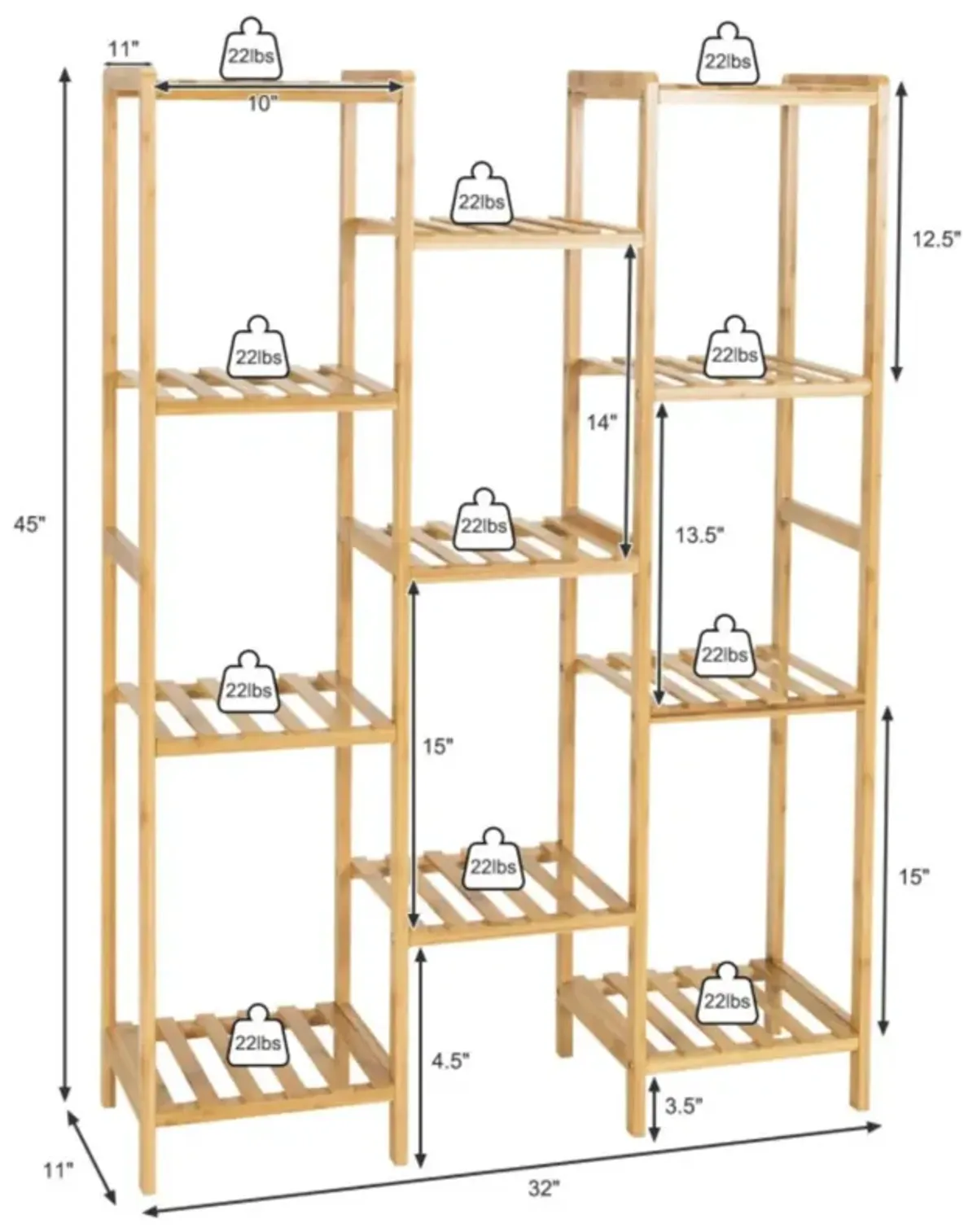 Hivvago 9/11-Tier Bamboo Plant Stand for Living Room Balcony Garden