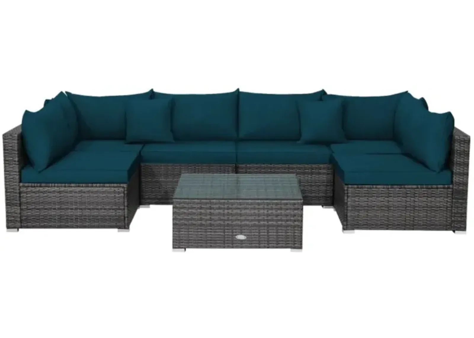 Hivvago 7 Pieces Patio Rattan Furniture Set with Sectional Sofa Cushioned