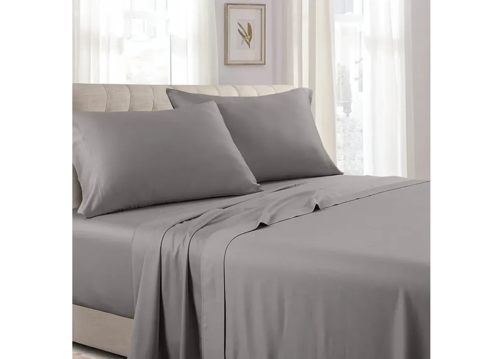 Egyptian Linens - Low Profile (7-10 inches) Soft Cotton Sateen Sheet Set - Made in USA