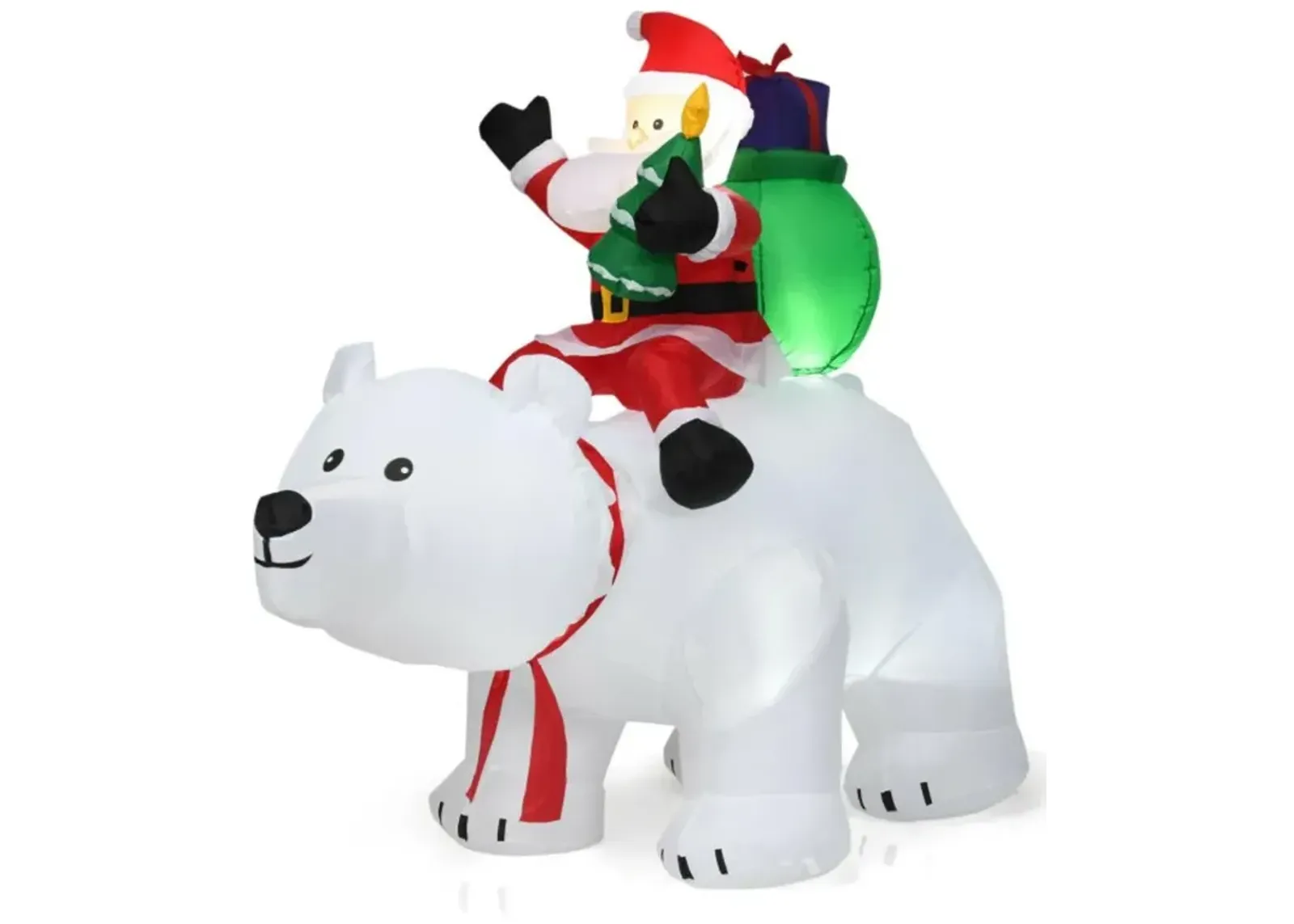 Hivvago 6.5 Feet Christmas Inflatable Santa Riding Polar Bear with Shaking Head LED Lights