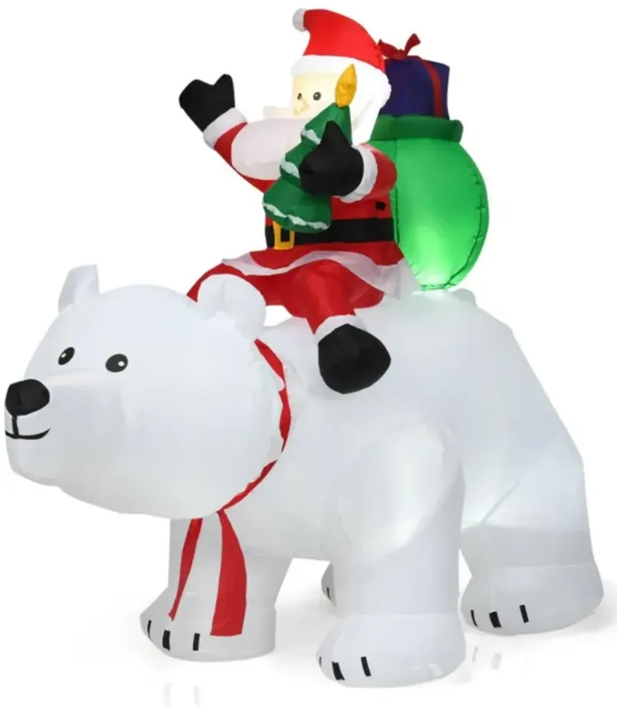 Hivvago 6.5 Feet Christmas Inflatable Santa Riding Polar Bear with Shaking Head LED Lights