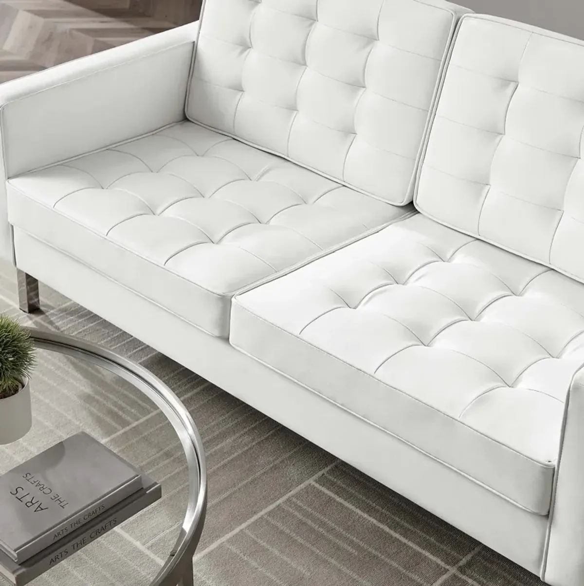 Loft Tufted Vegan Leather Loveseat