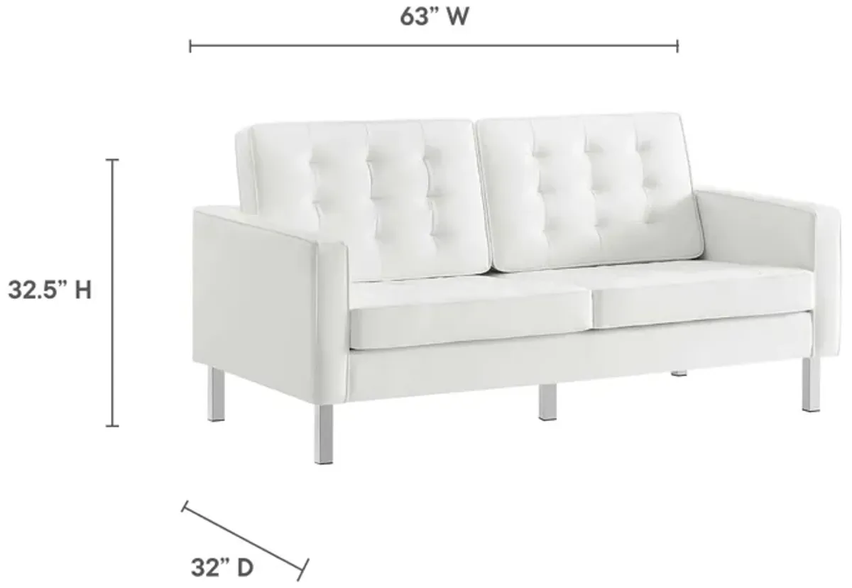 Loft Tufted Vegan Leather Loveseat