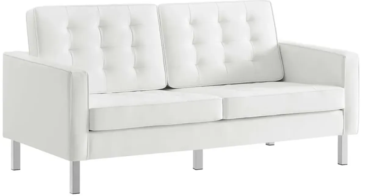 Loft Tufted Vegan Leather Loveseat