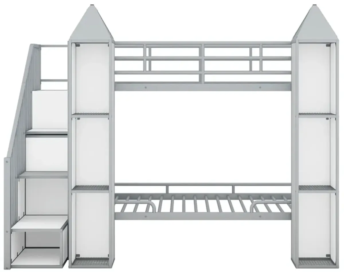 Merax Castle-shaped Bunk Bed with Wardrobe