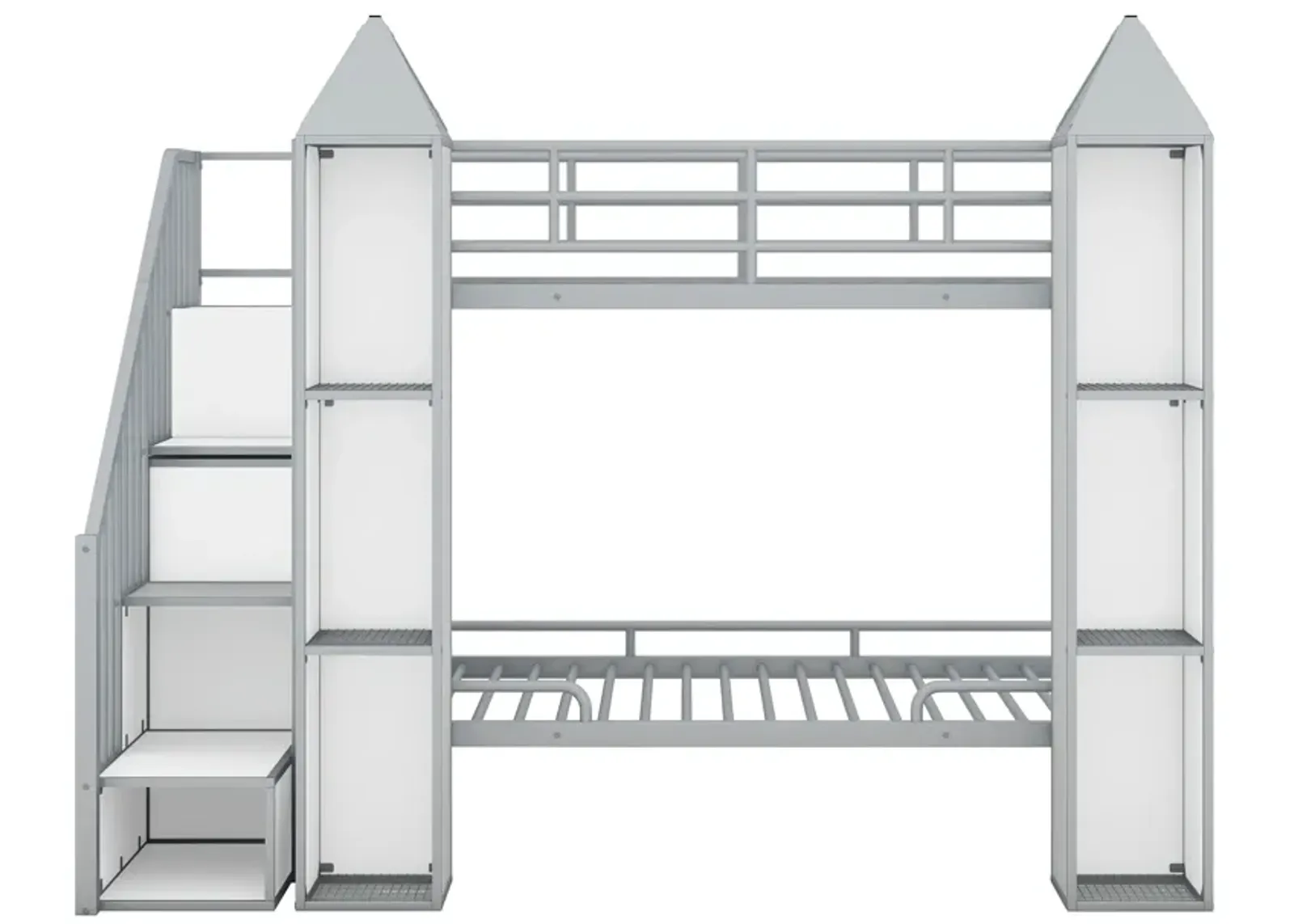 Merax Castle-shaped Bunk Bed with Wardrobe