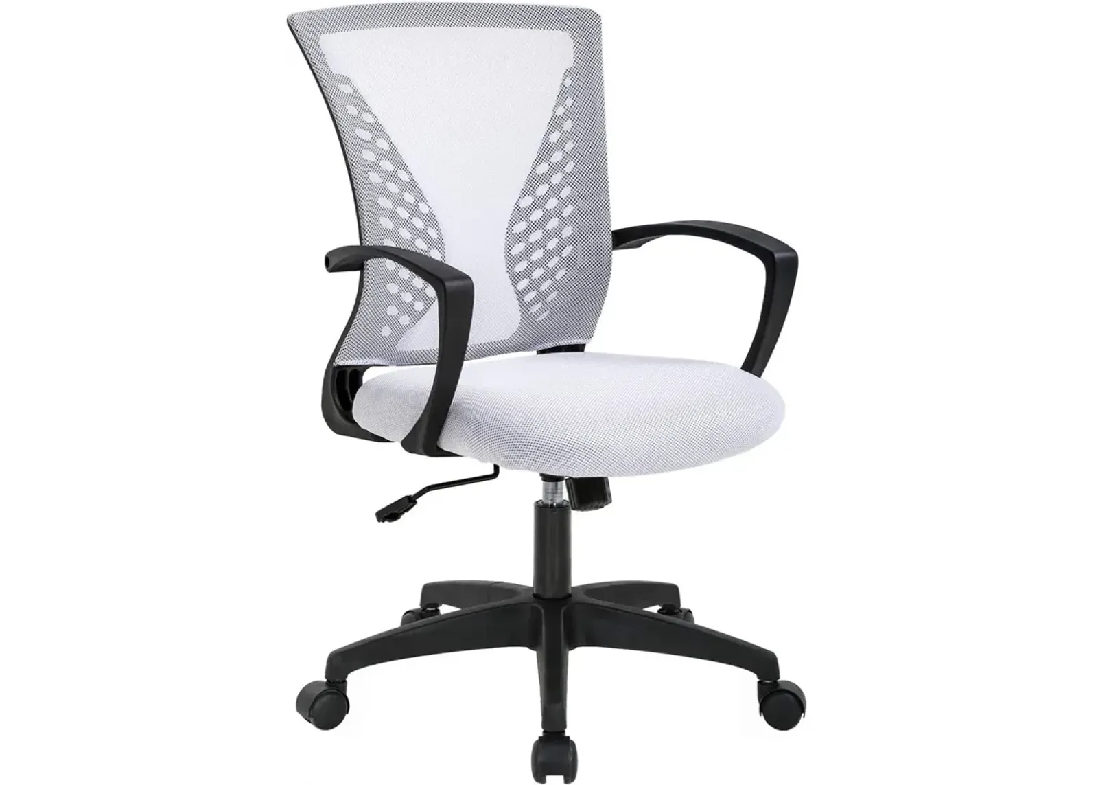 Hivvago White Modern Mid-Back Office Desk Chair Ergonomic Mesh with Armrest on Wheels