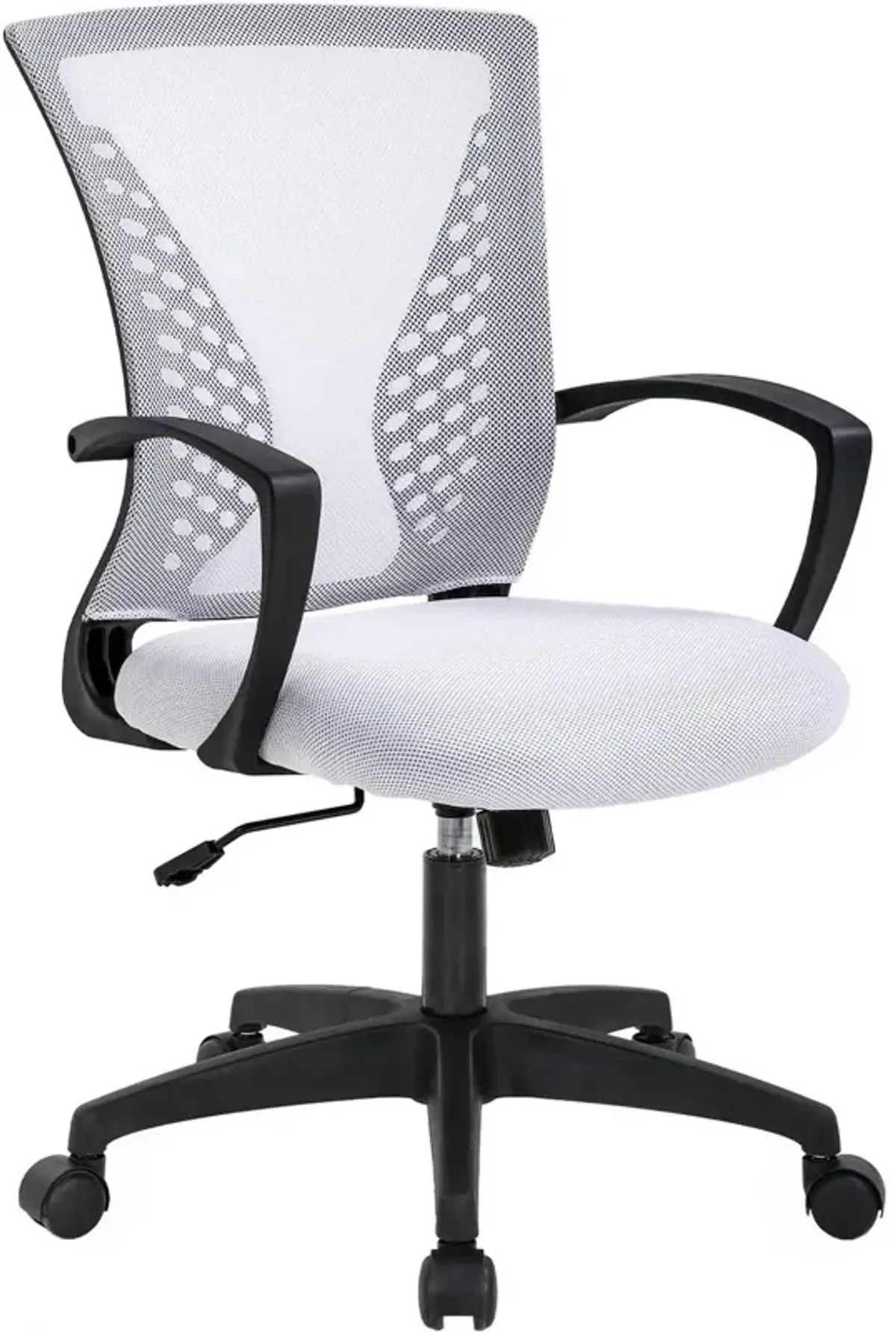 Hivvago White Modern Mid-Back Office Desk Chair Ergonomic Mesh with Armrest on Wheels