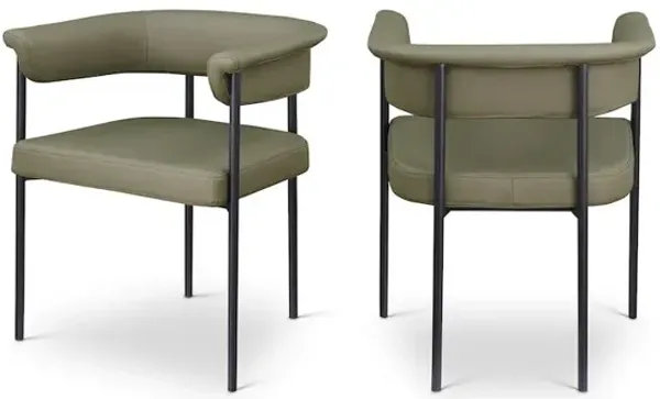 Meridian Furniture Malin Olive Vegan Leather Dining Chair, Set of 2