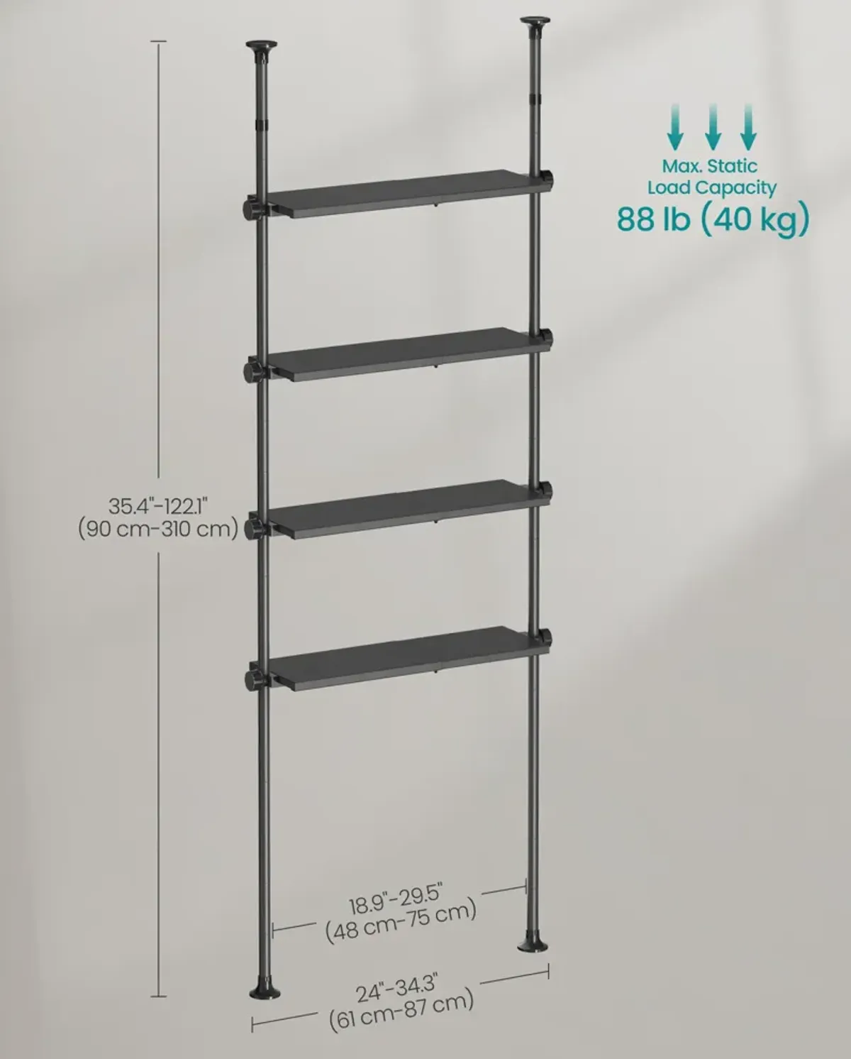 4-Tier Metal Over-the-Toilet Storage Shelf Pearl