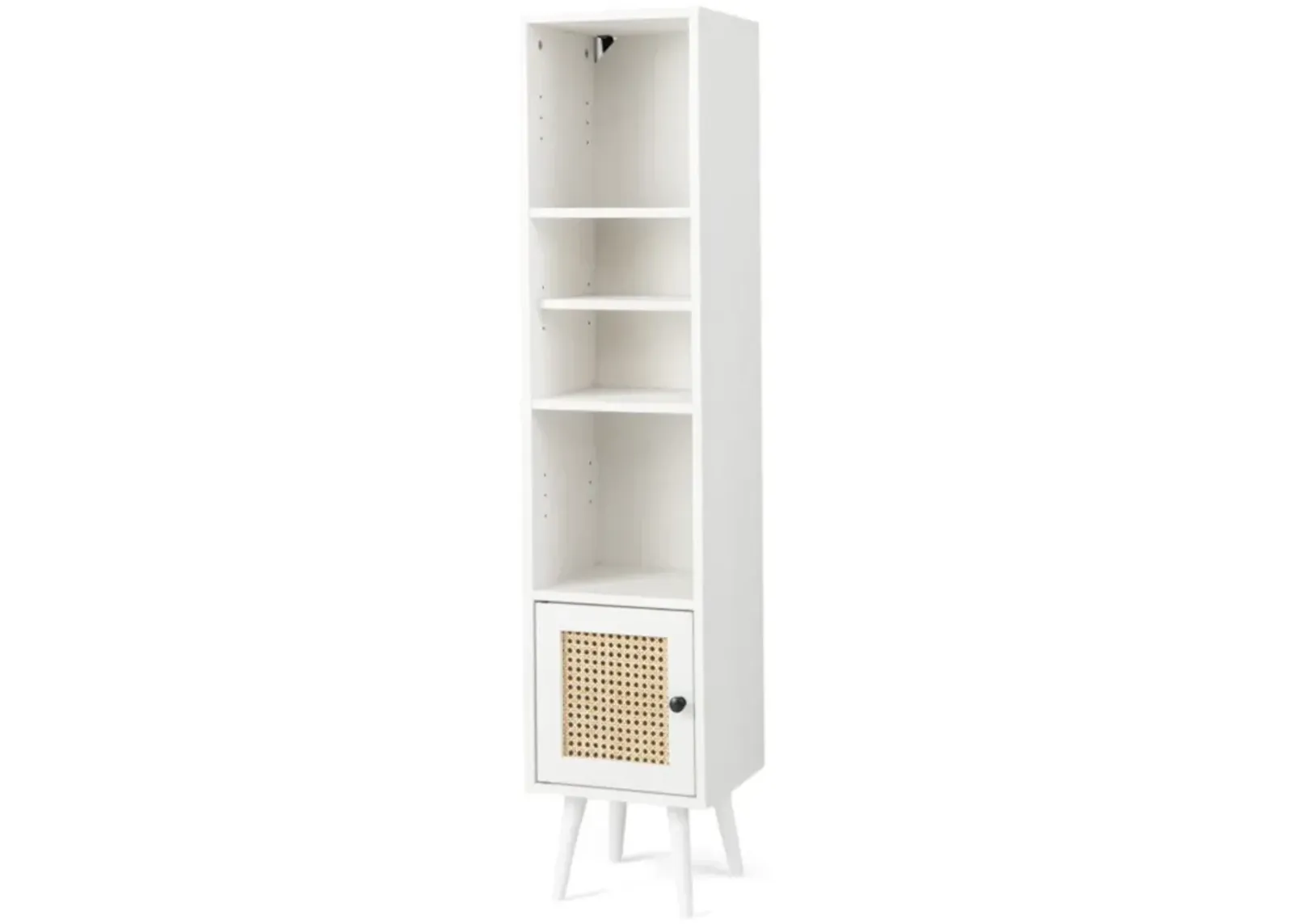 Hivvago 4 Tiers Rattan Storage Cabinet with Slim Design