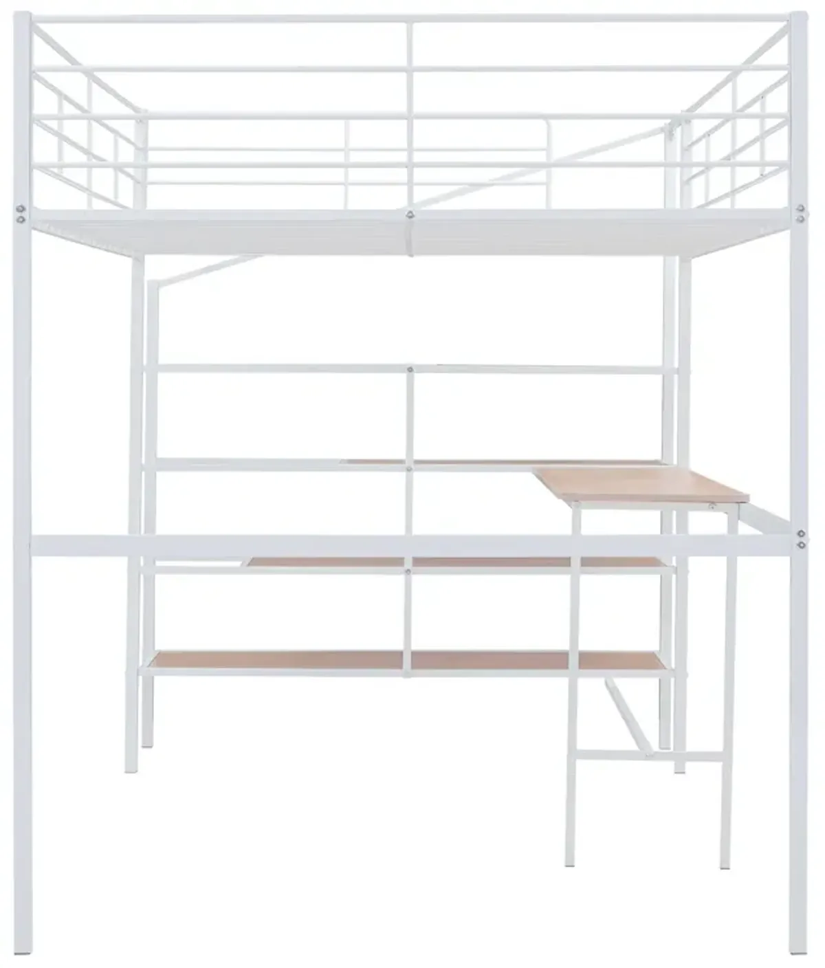 Merax Metal Loft Bed with Desk and Storage Ladder