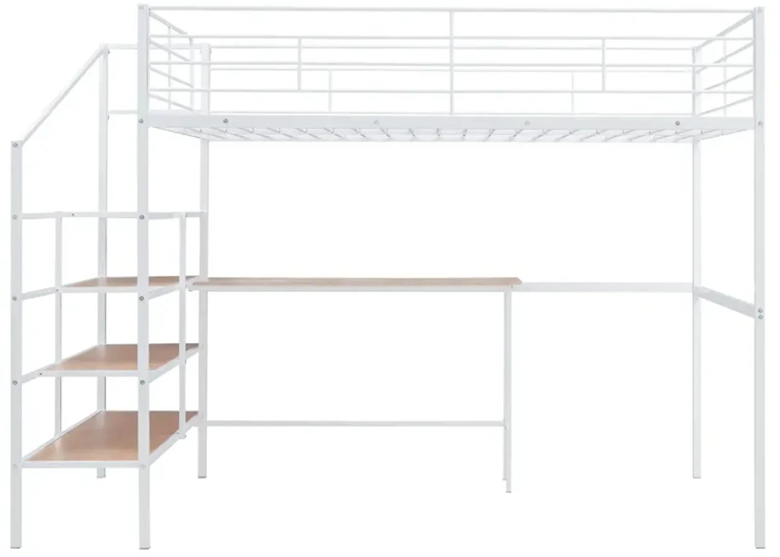 Merax Metal Loft Bed with Desk and Storage Ladder