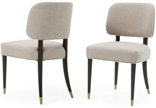 Modrest Kathy - Modern Beige Fabric + Oak Dining Side Chair (Set of 2)