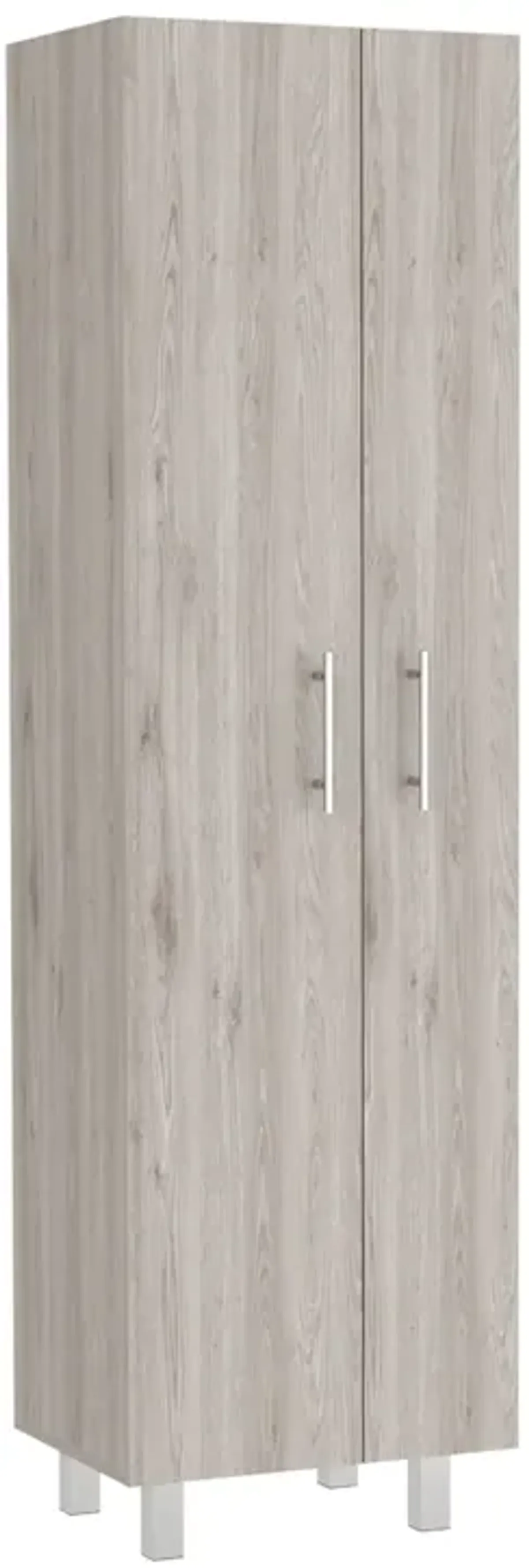 Nala Cleaning Cabinet, Double Door Cabinet, Four Legs, Five Shelves -Light Gray / White