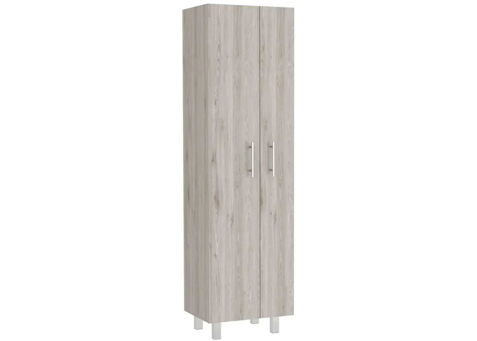 Nala Cleaning Cabinet, Double Door Cabinet, Four Legs, Five Shelves -Light Gray / White