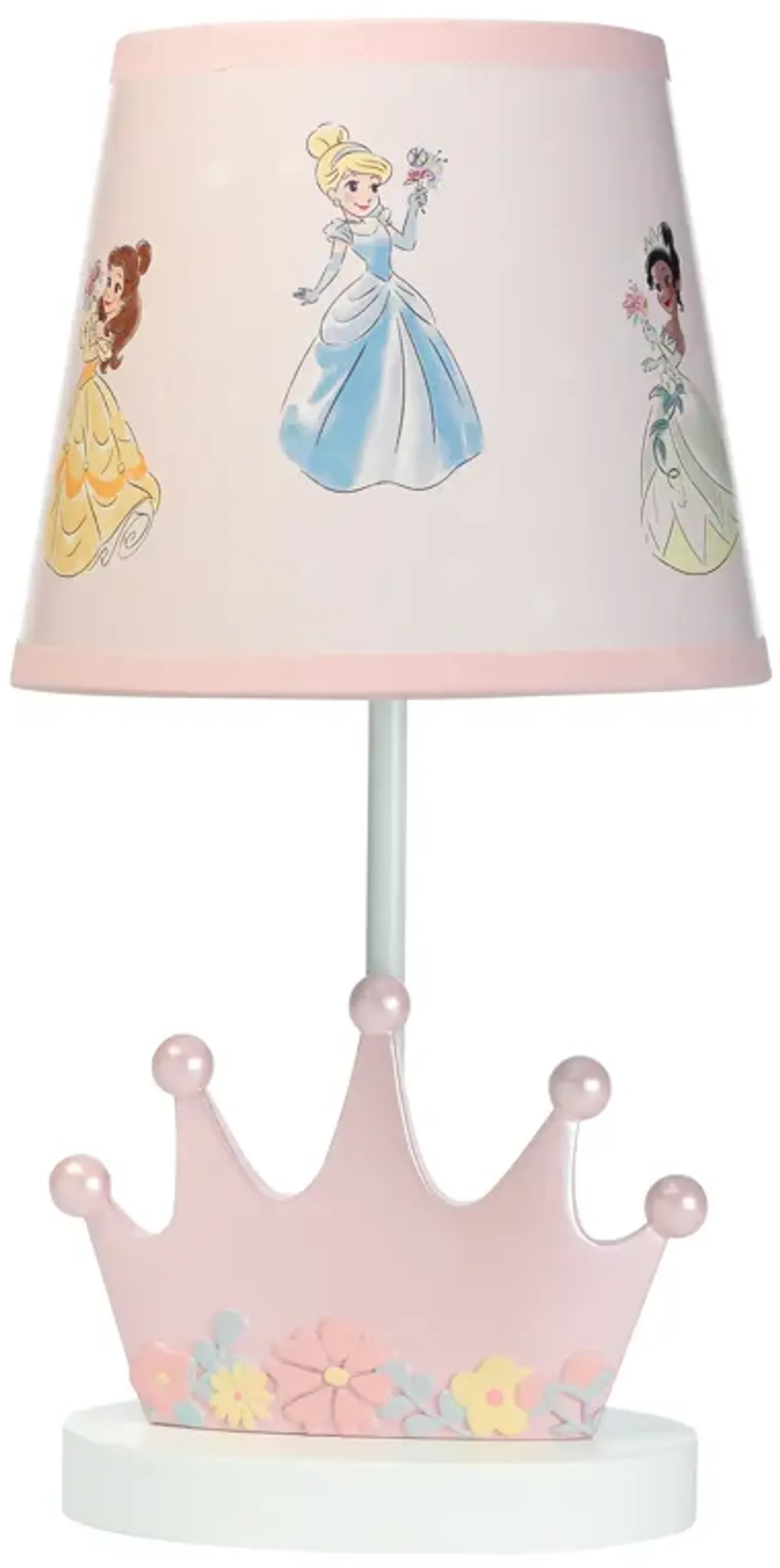 Lambs & Ivy Disney Princesses Pink Crown Nursery Lamp with Shade & Bulb