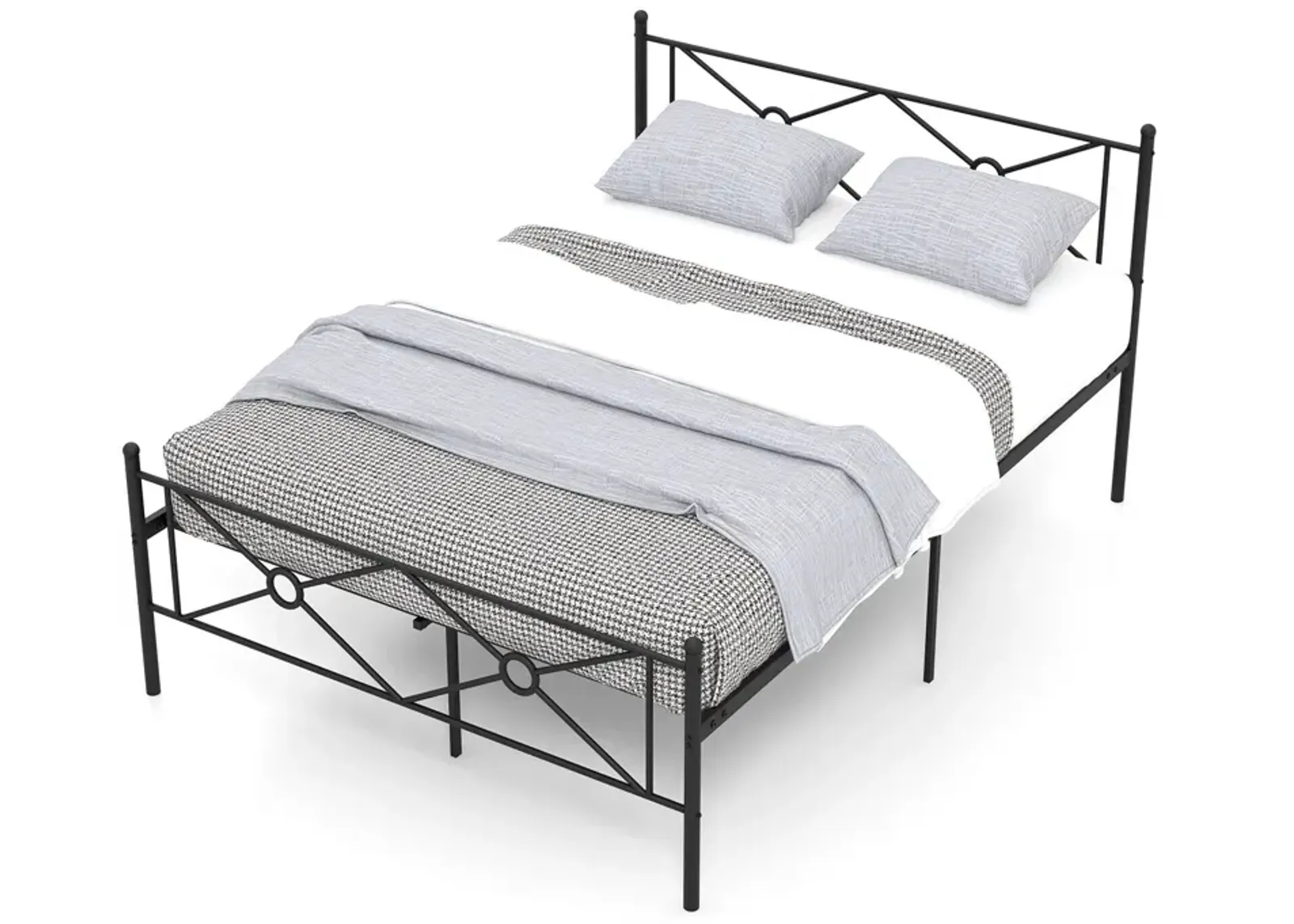 Metal Platform Bed Frame with Headboard and Footboard