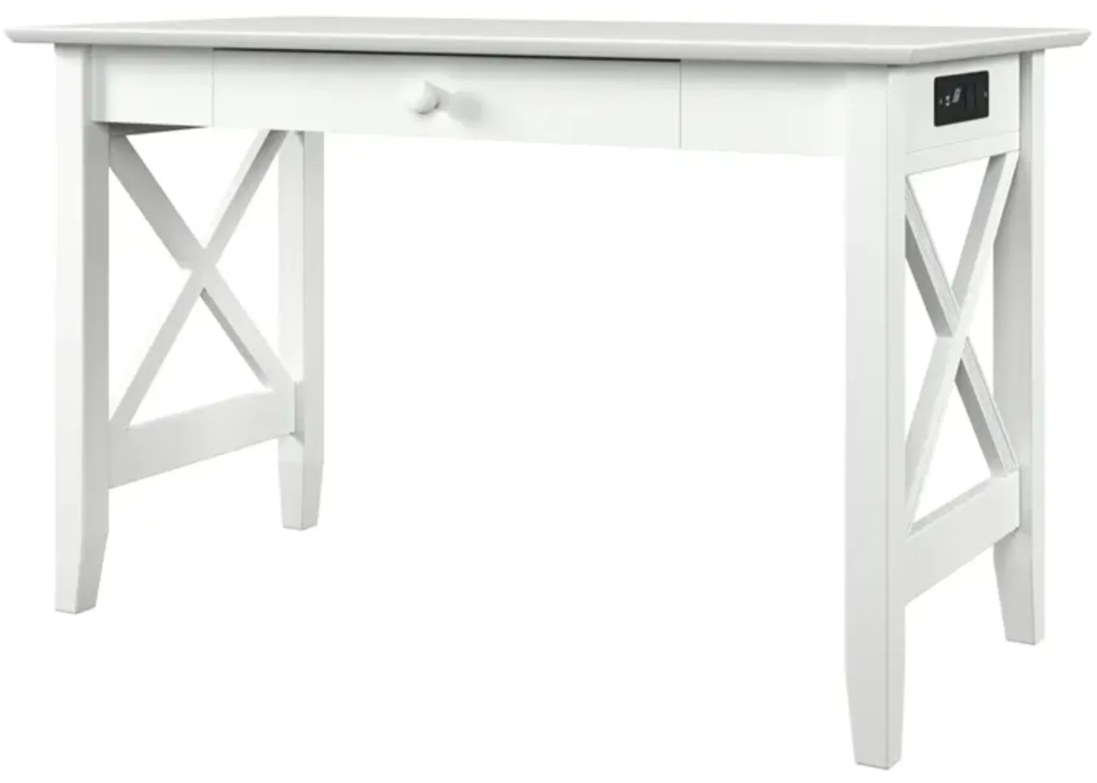 Atlantic Furniture Lexi Desk with Drawer and Charger in White