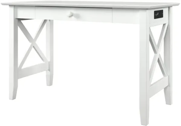Atlantic Furniture Lexi Desk with Drawer and Charger in White