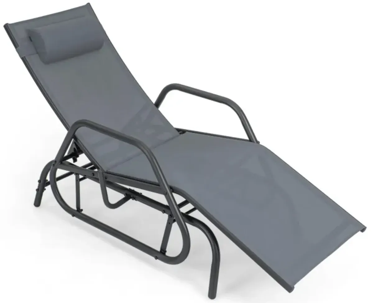 Hivvago Outdoor Chaise Lounge Glider Chair with Armrests and Pillow