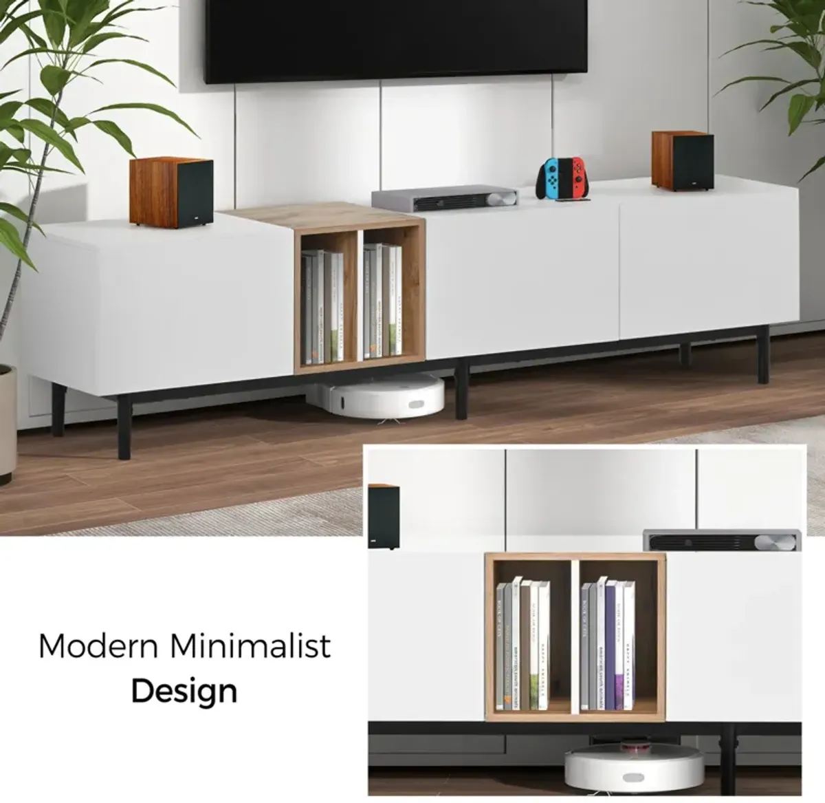 Modern 80" TV Stand with Large Storage