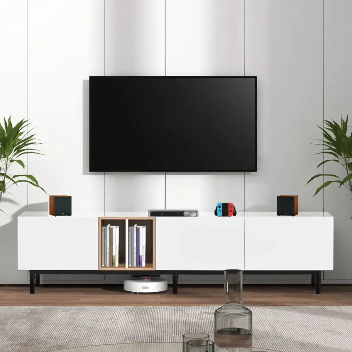 Modern 80" TV Stand with Large Storage