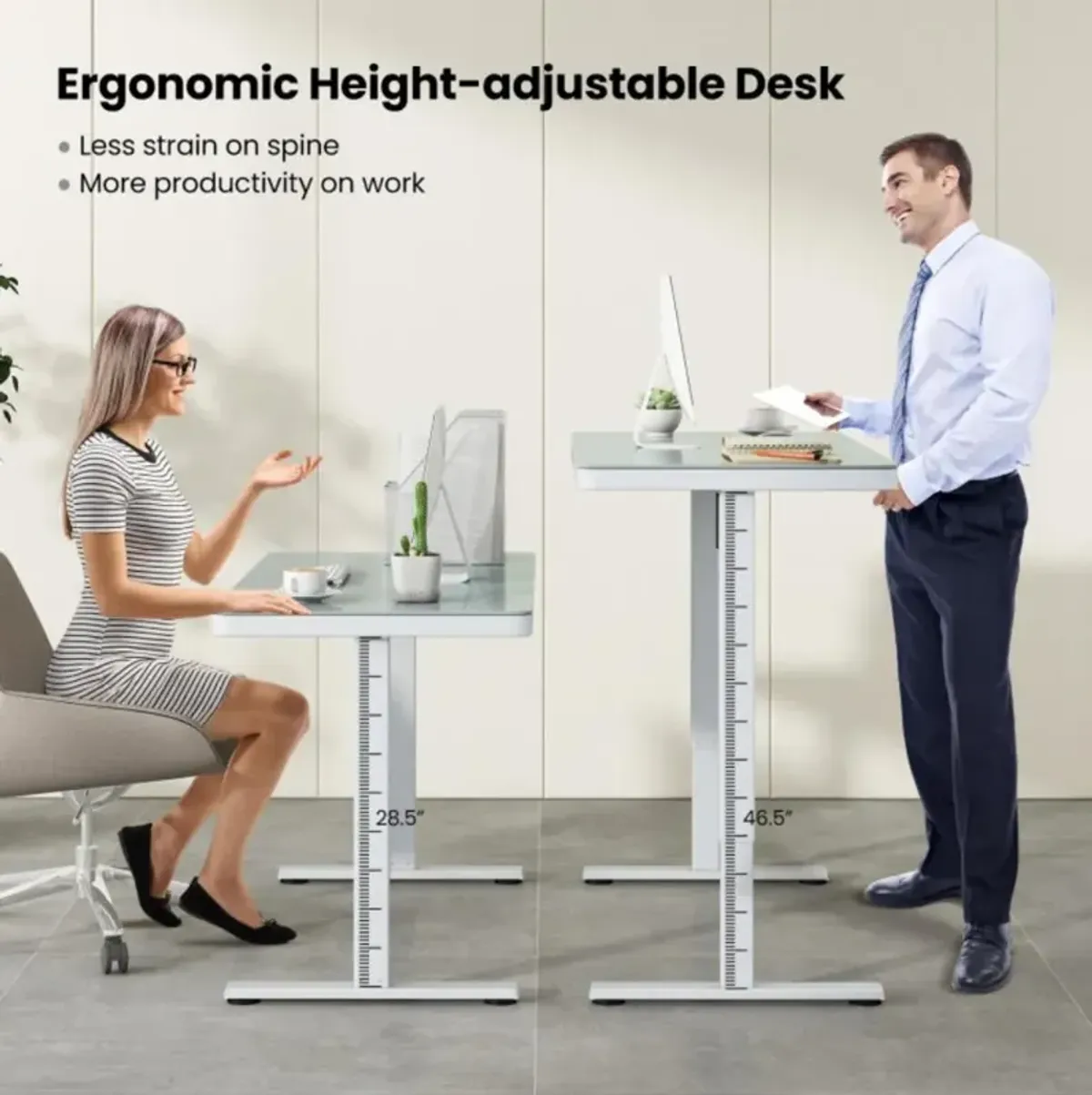 Height Adjustable Electric Standing Desk with Drawer