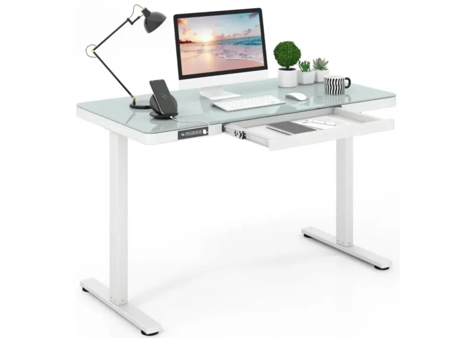 Height Adjustable Electric Standing Desk with Drawer