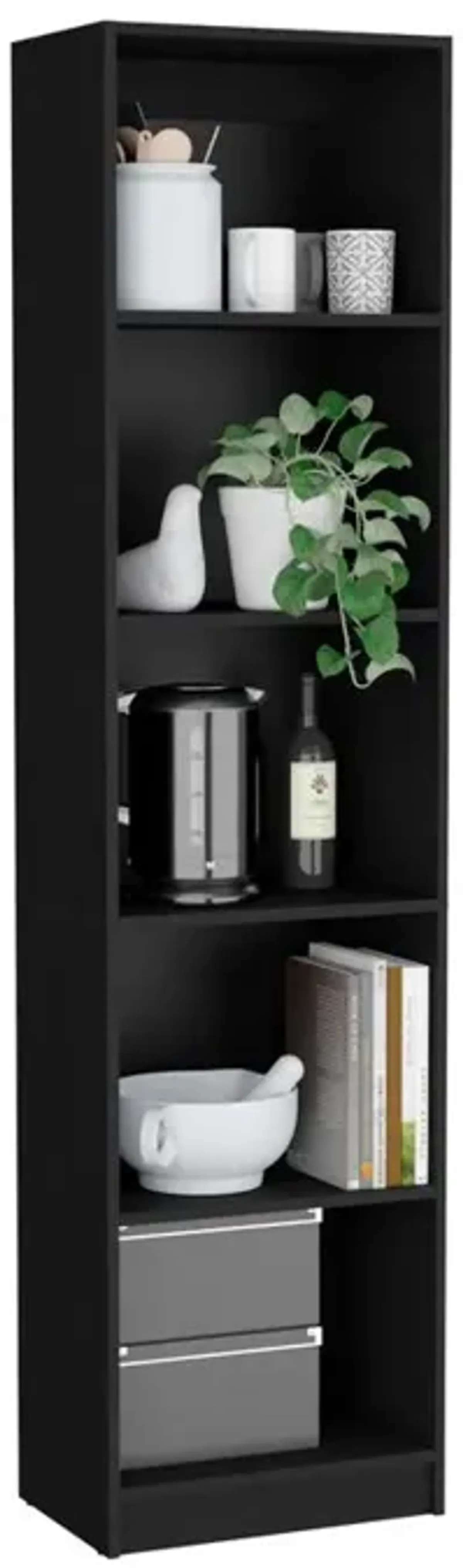 Vinton XS Bookcase Compact Bookshelf with Multiple Shelves, Black