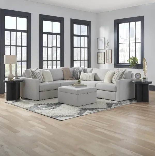 Flex Frost 5-Seat Sectional with Standard Arm and Storage Ottoman