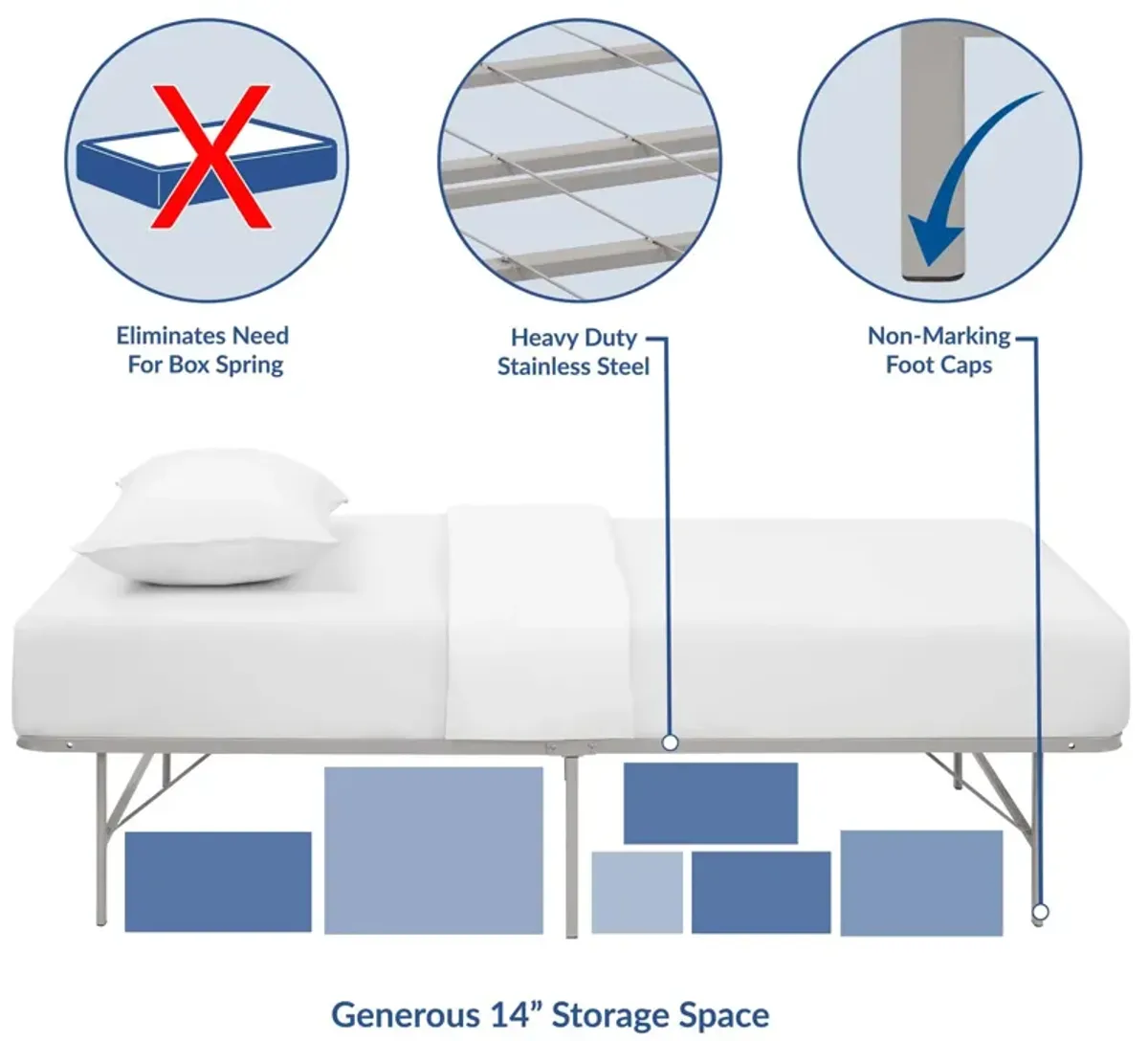 Modway - Horizon Twin Stainless Steel Bed Frame