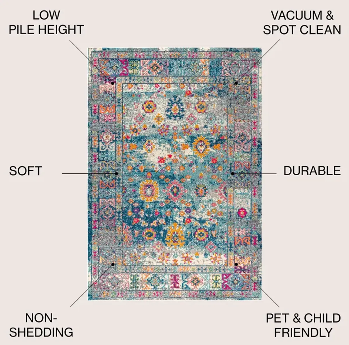 Vibrant Bohemian Flair Boho Vintage Medallion Area Rug