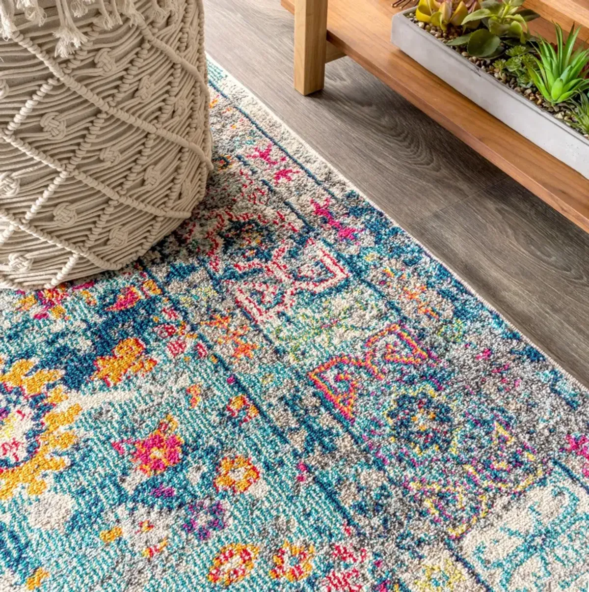 Vibrant Bohemian Flair Boho Vintage Medallion Area Rug